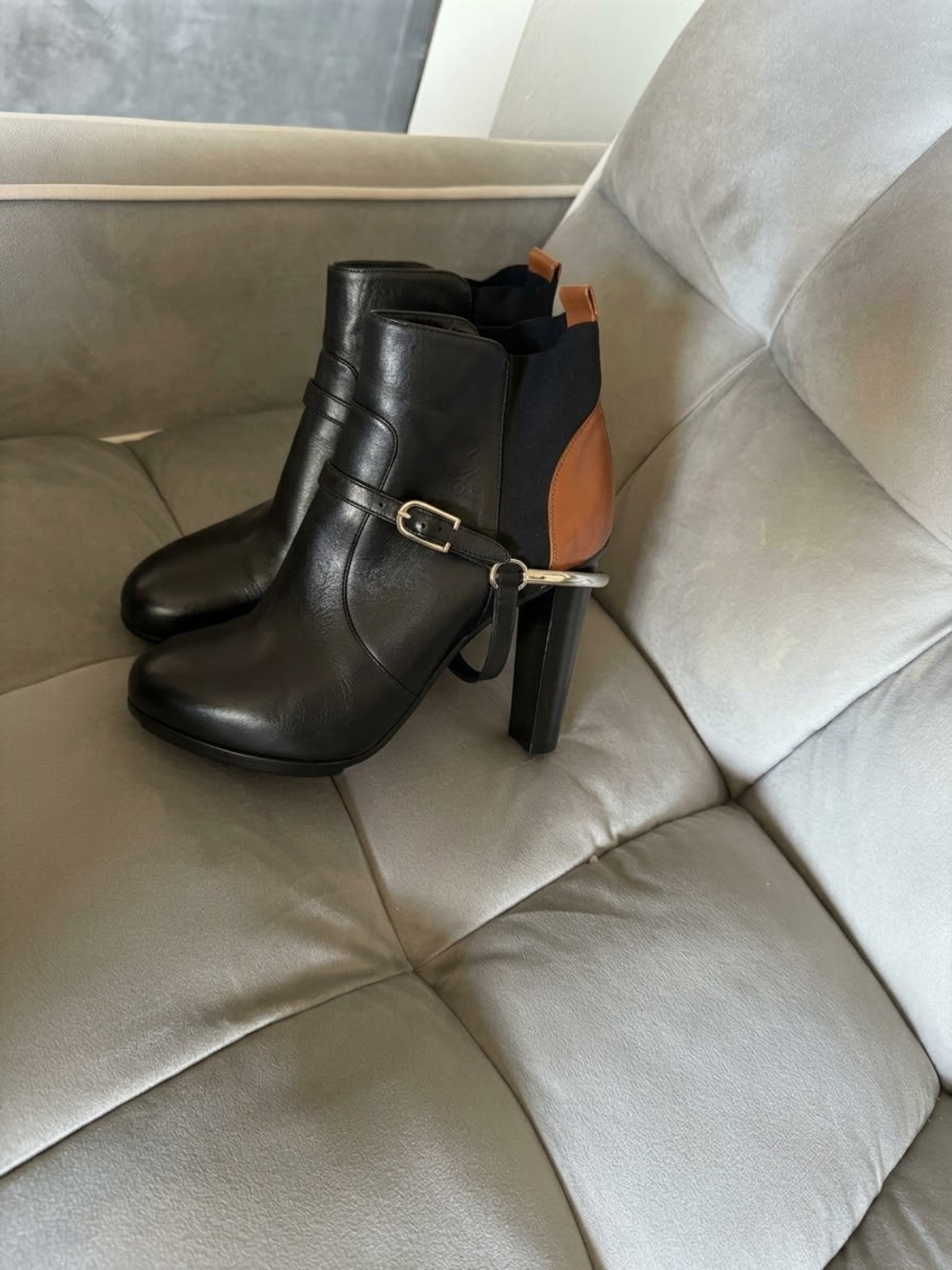 Alberto Guardiani Black and Brown Leather Heeled Ankle Boots